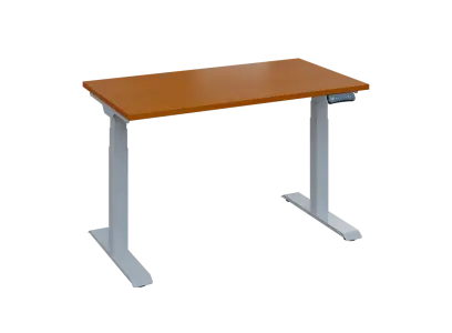 Fleximax 27-12 výškově nastavitelný stůl, kovová podnož stříbrná, deska 25 mm, široký 1200 mm, třešeň šumavská